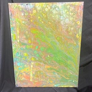 Vibrant Abstract Canvas Art in Green and Yellow